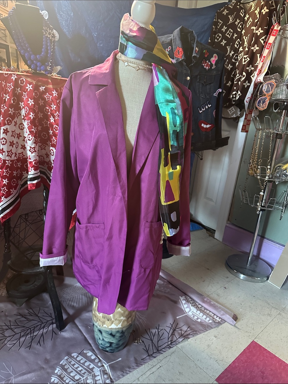 Women's Fuchsia Blazer Jacket - Stylish Lightweight Coat